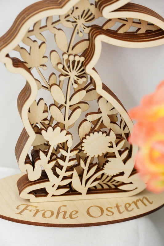 Osterhase-Aufsteller mit 3D-Effekt als Tisch- und Regaldekoration im Innenbereich