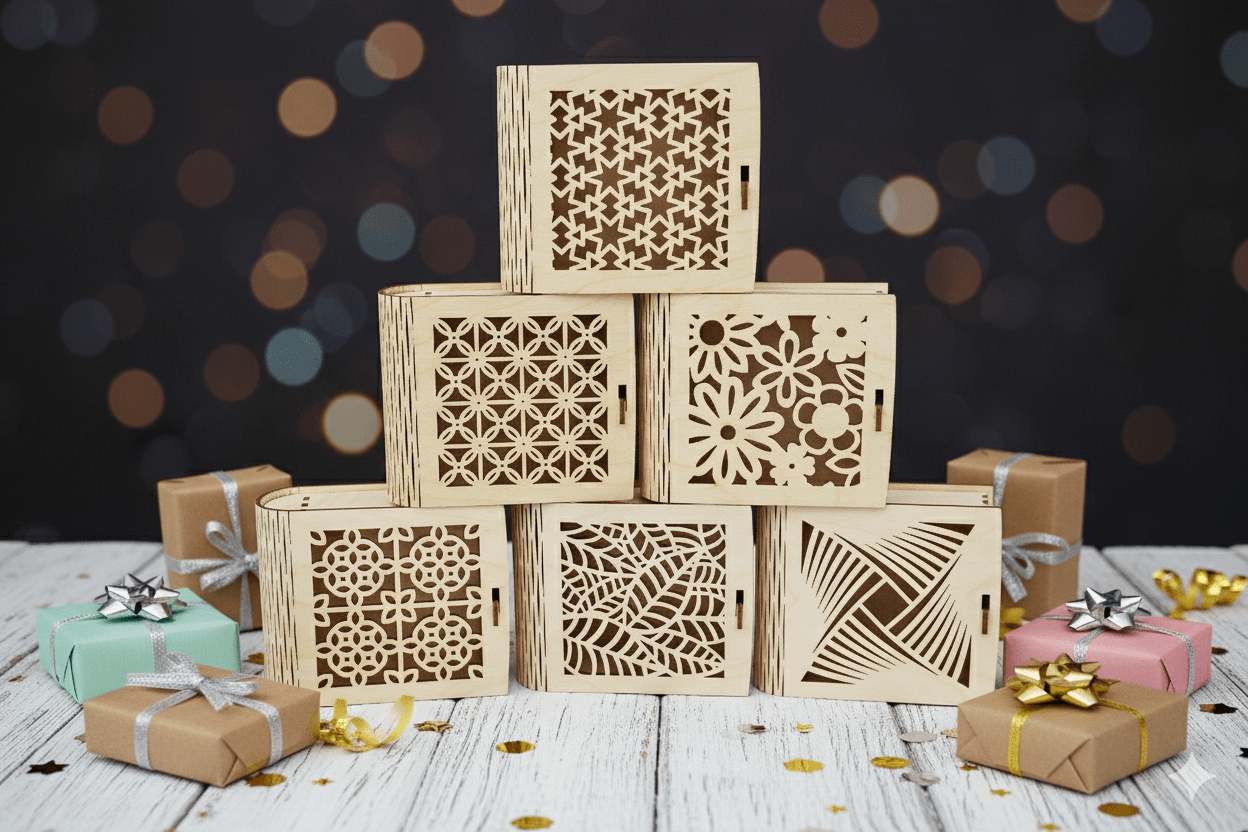 Personalisierte Geschenkbox aus Holz mit Gravur, handgefertigt in Niederbayern, ideal als Gutscheinbox oder für kleine Geschenke.