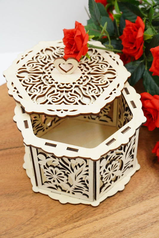 Hochzeit Geschenkbox sechseck Blumendesign - personalisierbar - RJC - Circle