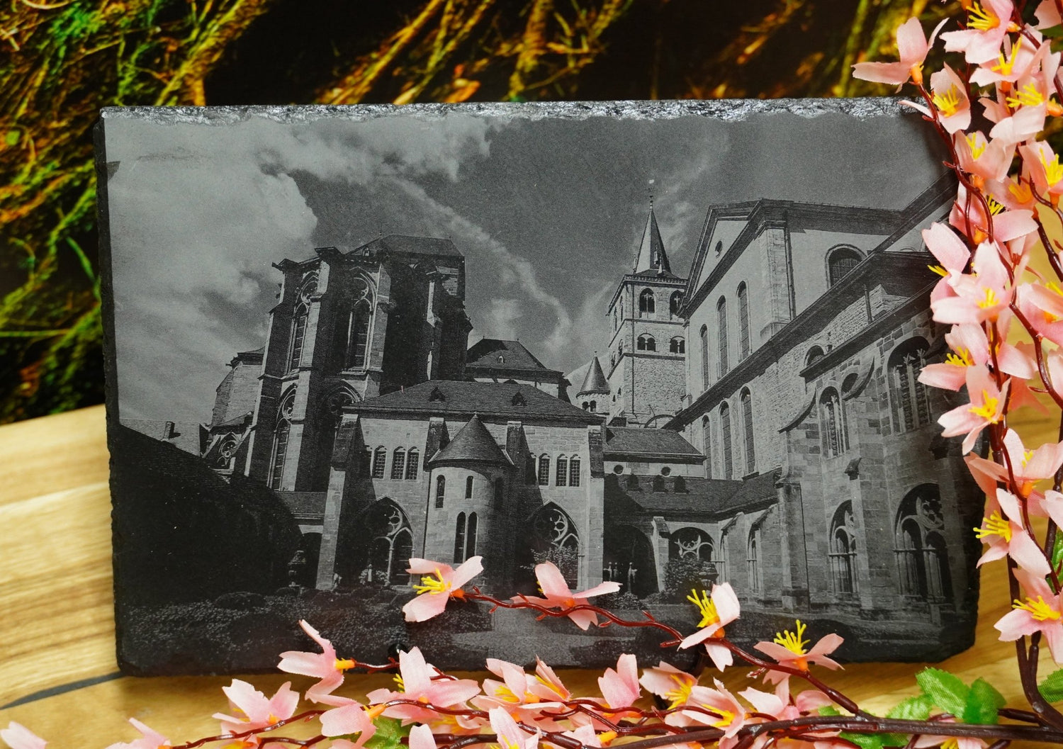 Individuelle Fotogravur auf Schieferplatte ca. 30*20 cm – Dein Foto als Kunstwerk - RJC - Circle