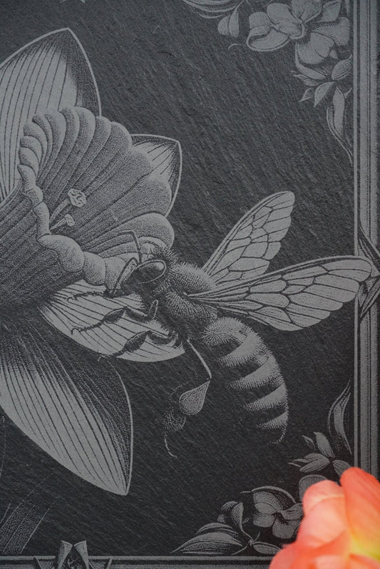 Insekten Untersetzer "Biene auf Narzisse" - personalisierbar - RJC - Circle