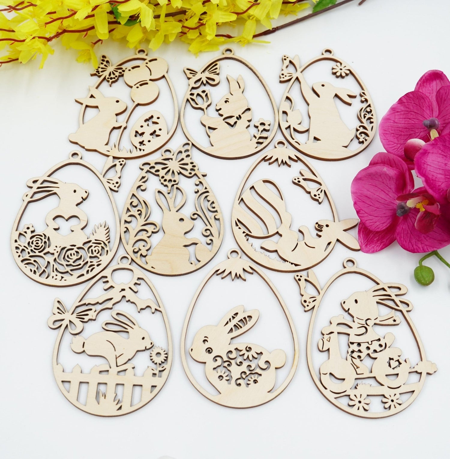 Filigraner Holz-Osterhase Anhänger aus Birken-/Lindensperrholz, personalisierbar, Lasergravur, handgefertigt in Niederbayern Teil 5