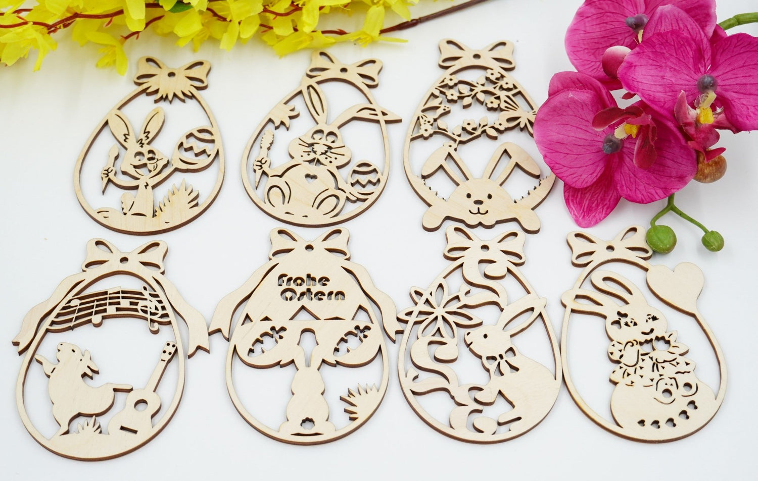 Filigraner Holz-Osterhase Anhänger aus Birken-/Lindensperrholz, personalisierbar, Lasergravur, handgefertigt in Niederbayern Teil 8