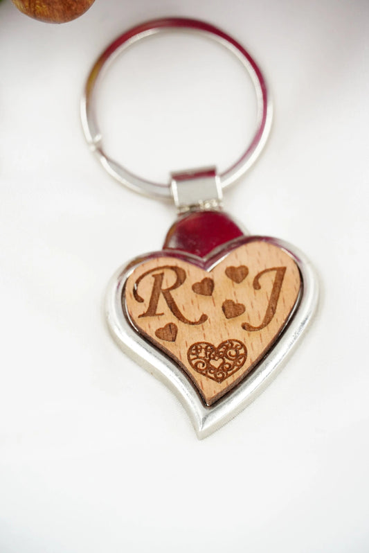Schlüsselanhänger "Holzherz in Metallfassung" - personalisierbar - RJC - Circle