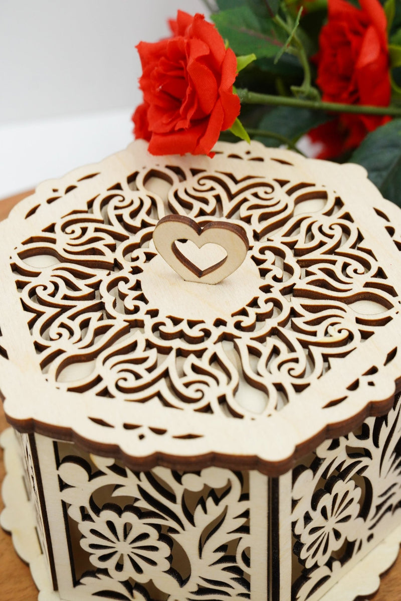 Valentin Geschenkbox sechseck Blumendesign - personalisierbar - RJC - Circle