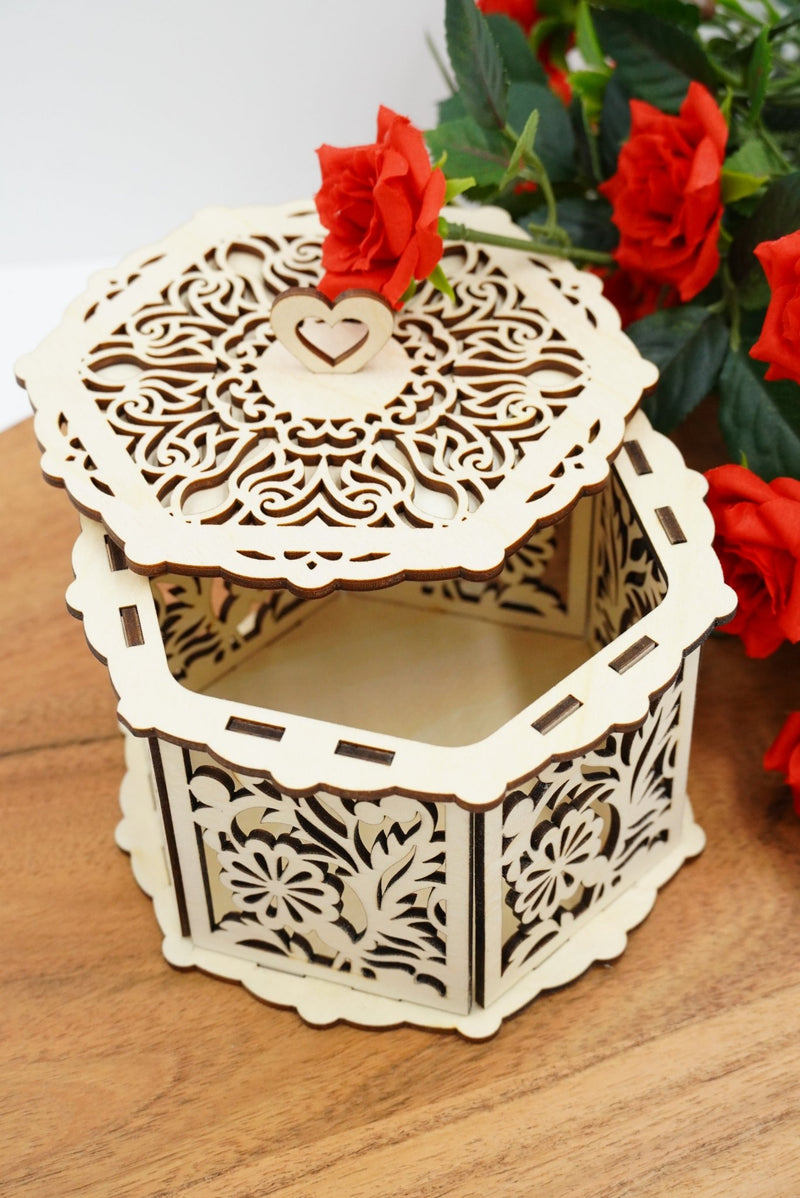 Valentin Geschenkbox sechseck Blumendesign - personalisierbar - RJC - Circle