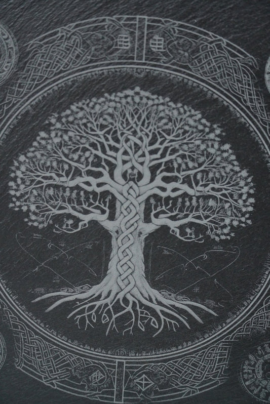 Vikings Untersetzer Yggdrasil mit gordischen Knotenornament - personalisierbar - RJC - Circle