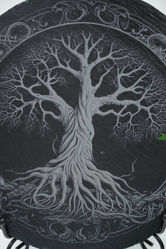 Vikings Untersetzer Yggdrasil mit Ornamente - personalisierbar - RJC - Circle