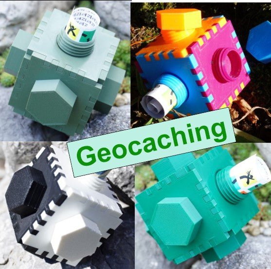 3D-gedruckter Geocaching-Würfel aus PLA, nachhaltig, Made in Germany, cleveres Outdoor-Versteck mit Logbuch