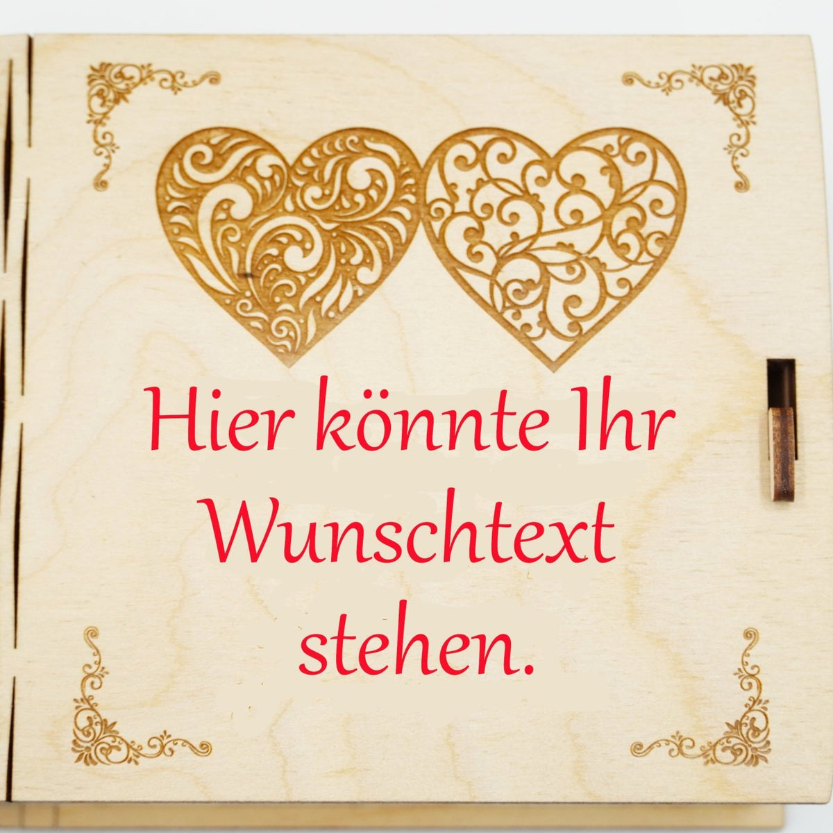 personalisierbare Geschenkbox mit Verschluss aus Holz für Hochzeit