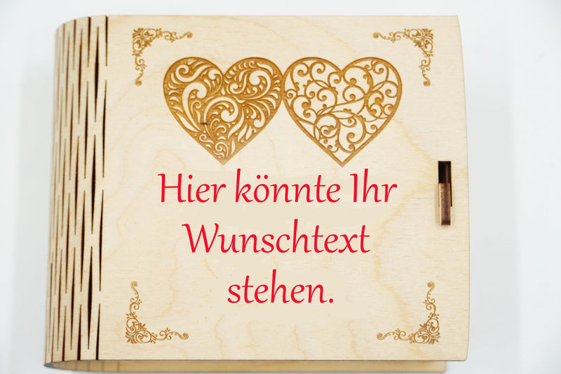 personalisierbare Geschenkbox mit Verschluss aus Holz für Hochzeit