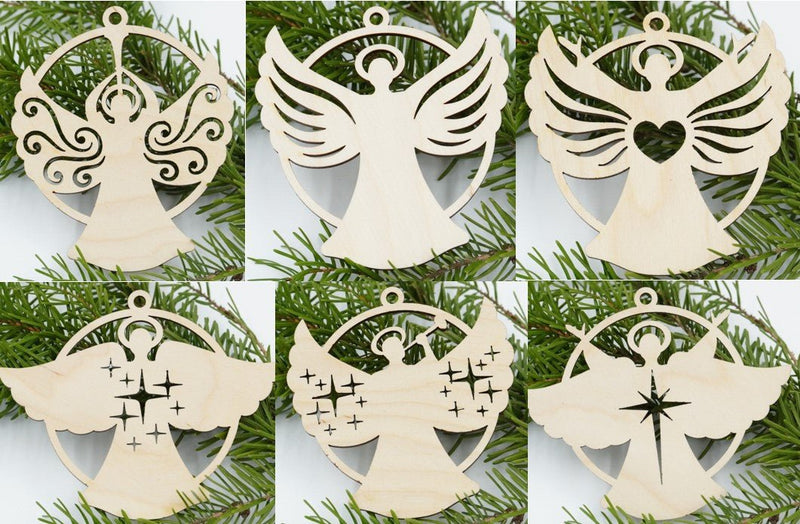 Holz-Weihnachtsengel mit Lasergravur, gefertigt in Niederbayern