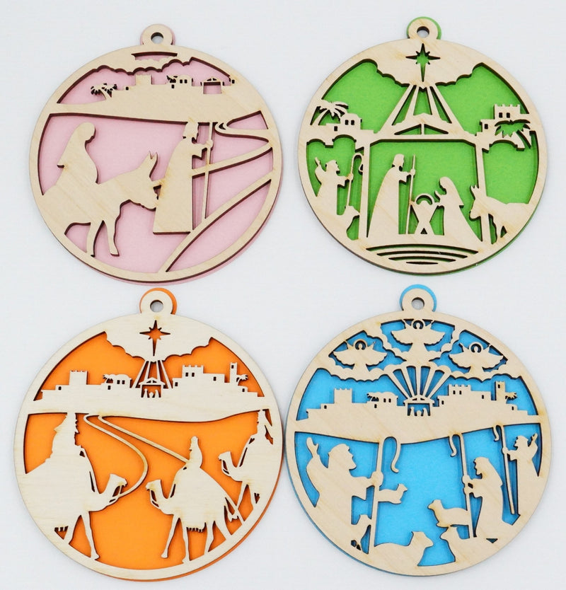 Holz-Weihnachtsanhänger Geburt Jesus mit Lasergravur aus Niederbayern