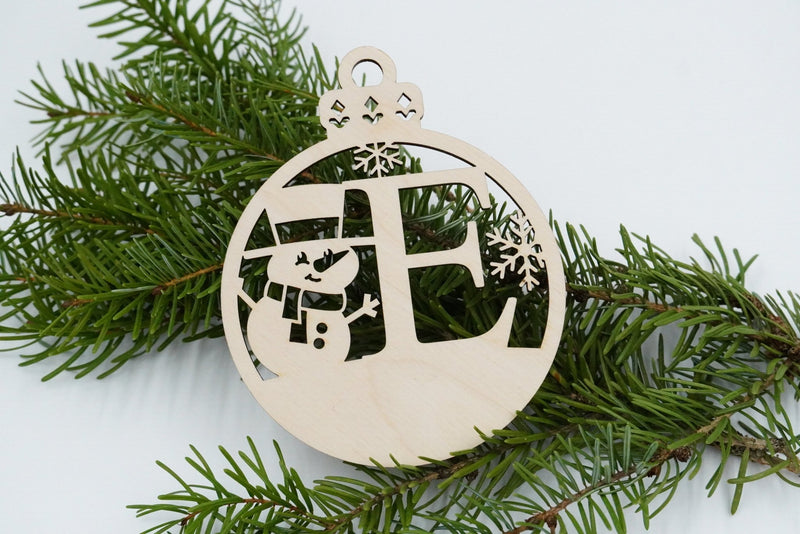 Christbaumschmuck "Schneemann" Buchstabe A bis M - personalisiert - RJC - Circle