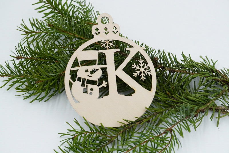 Christbaumschmuck "Schneemann" Buchstabe A bis M - personalisiert - RJC - Circle