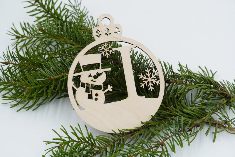 Christbaumschmuck "Schneemann" Buchstabe A bis M - personalisiert - RJC - Circle