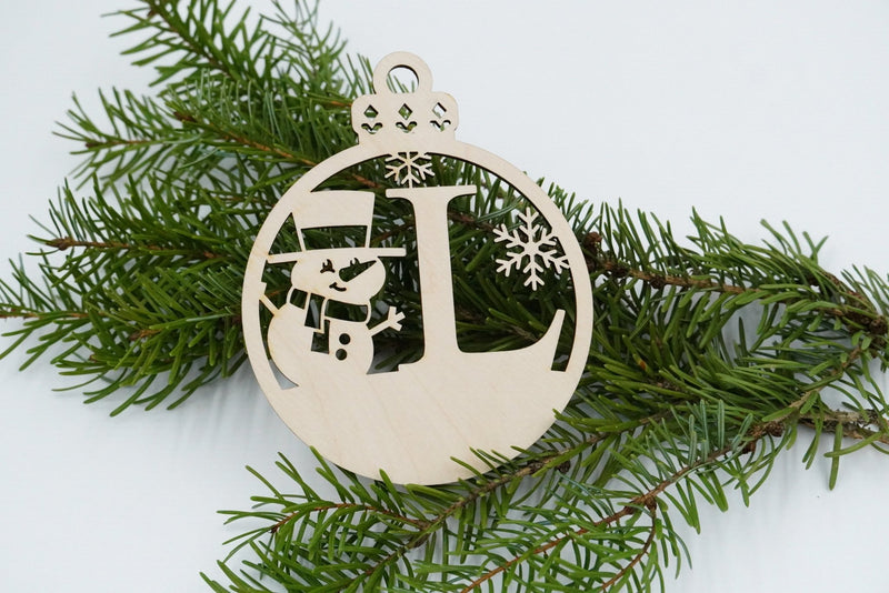 Christbaumschmuck "Schneemann" Buchstabe A bis M - personalisiert - RJC - Circle