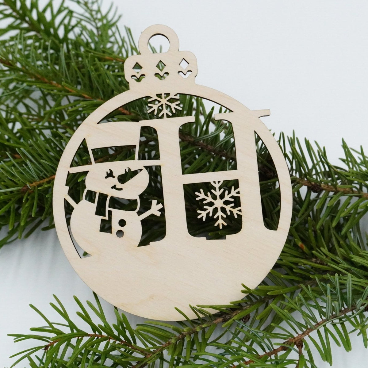 Christbaumschmuck "Schneemann" Buchstabe A bis M - personalisiert - RJC - Circle