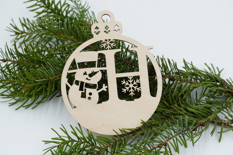 Christbaumschmuck "Schneemann" Buchstabe A bis M - personalisiert - RJC - Circle