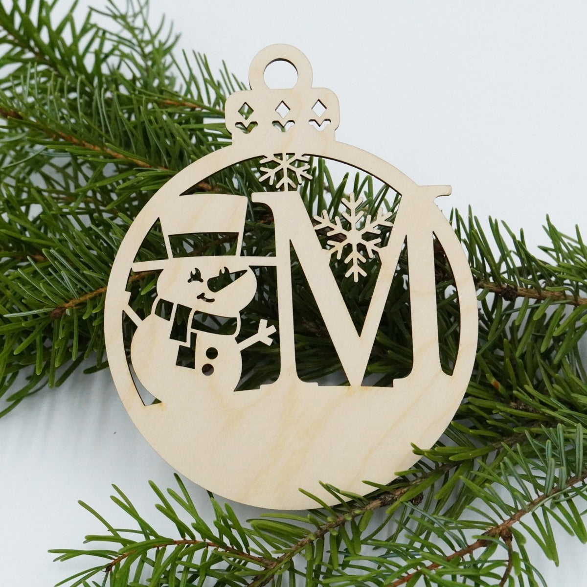 Christbaumschmuck "Schneemann" Buchstabe A bis M - personalisiert - RJC - Circle