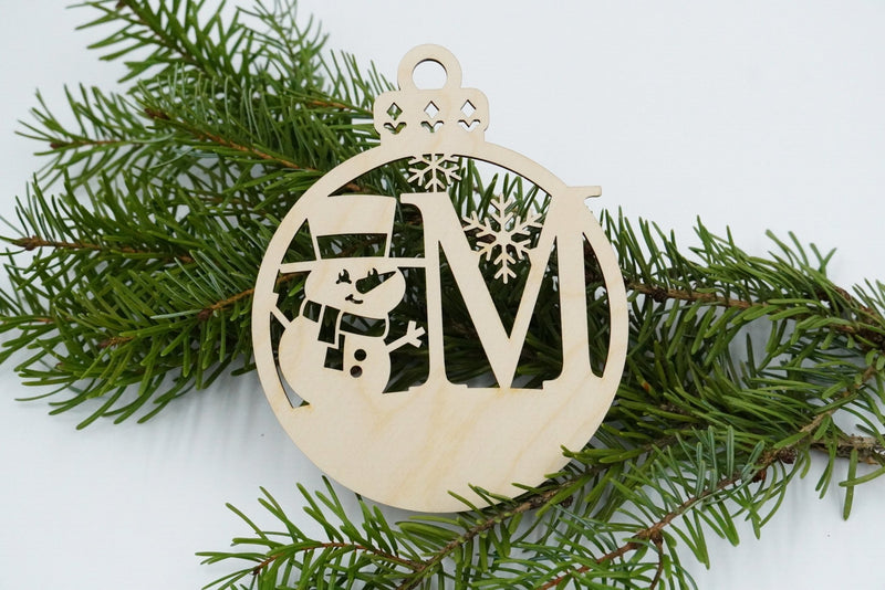 Christbaumschmuck "Schneemann" Buchstabe A bis M - personalisiert - RJC - Circle
