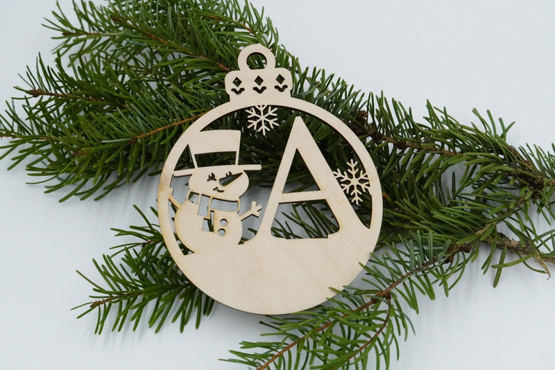 Christbaumschmuck "Schneemann" Buchstabe A bis M - personalisiert - RJC - Circle