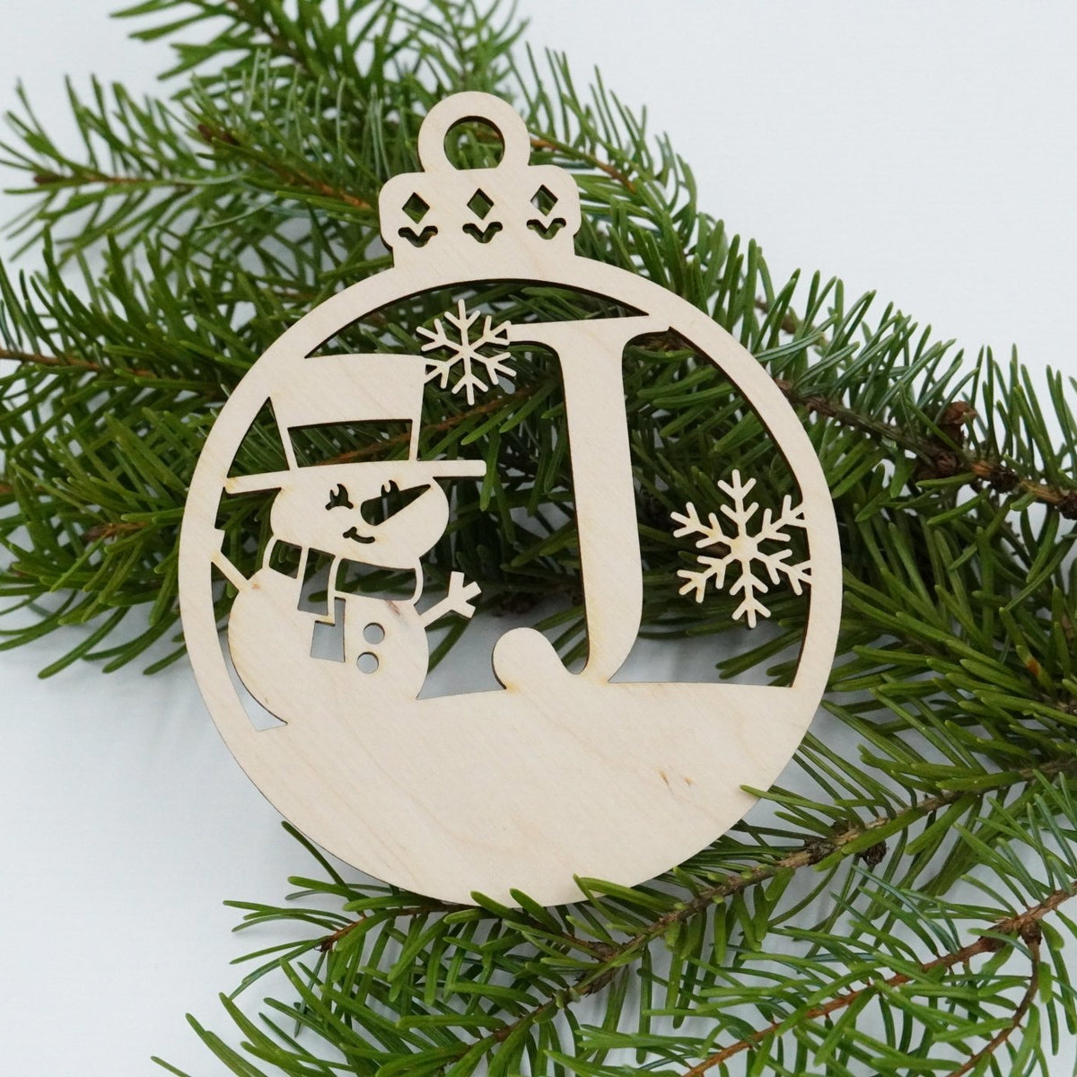 Christbaumschmuck "Schneemann" Buchstabe A bis M - personalisiert - RJC - Circle