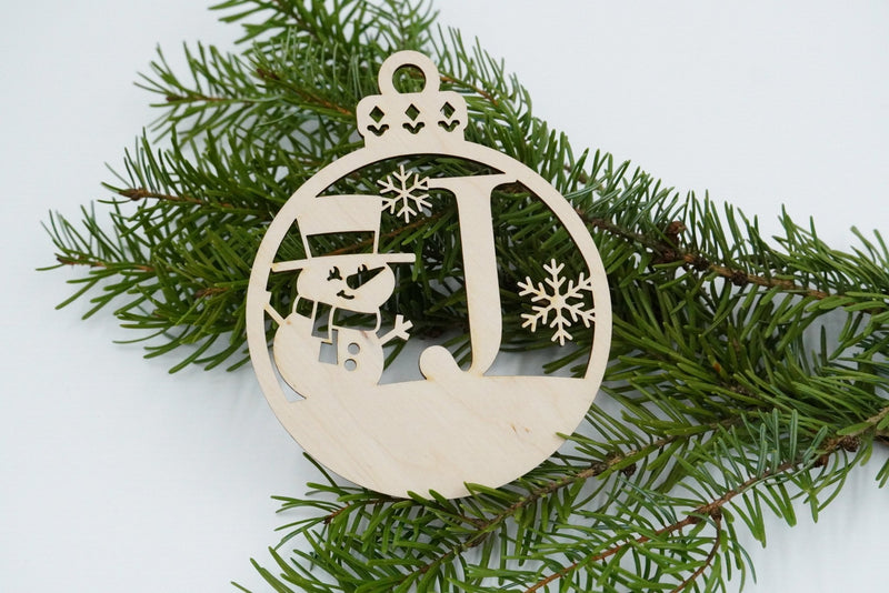 Christbaumschmuck "Schneemann" Buchstabe A bis M - personalisiert - RJC - Circle