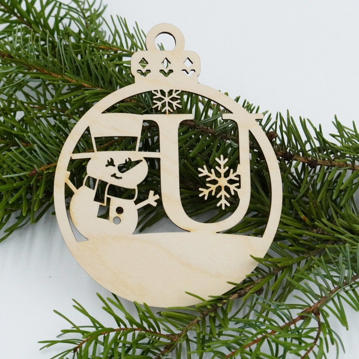Christbaumschmuck "Schneemann" Buchstabe N bis Z - personalisiert - RJC - Circle