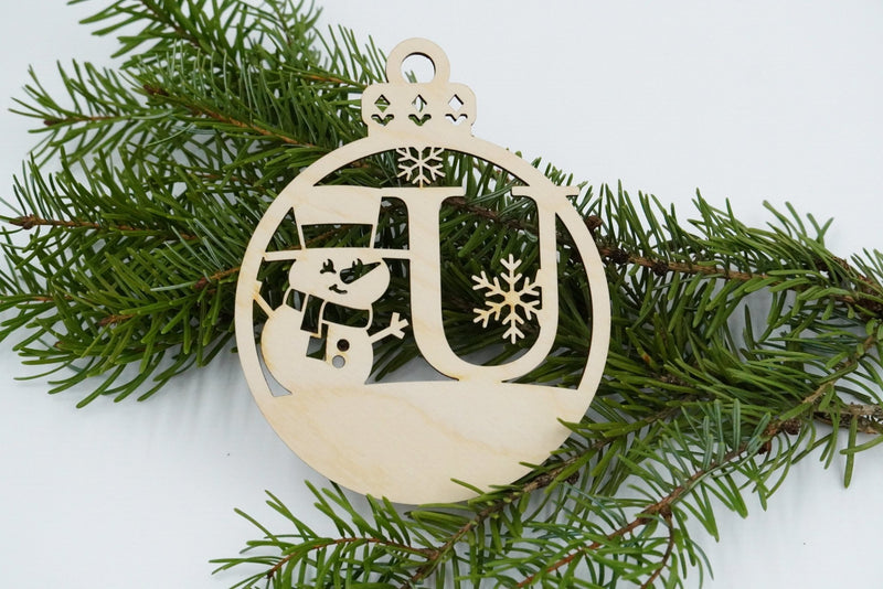 Christbaumschmuck "Schneemann" Buchstabe N bis Z - personalisiert - RJC - Circle
