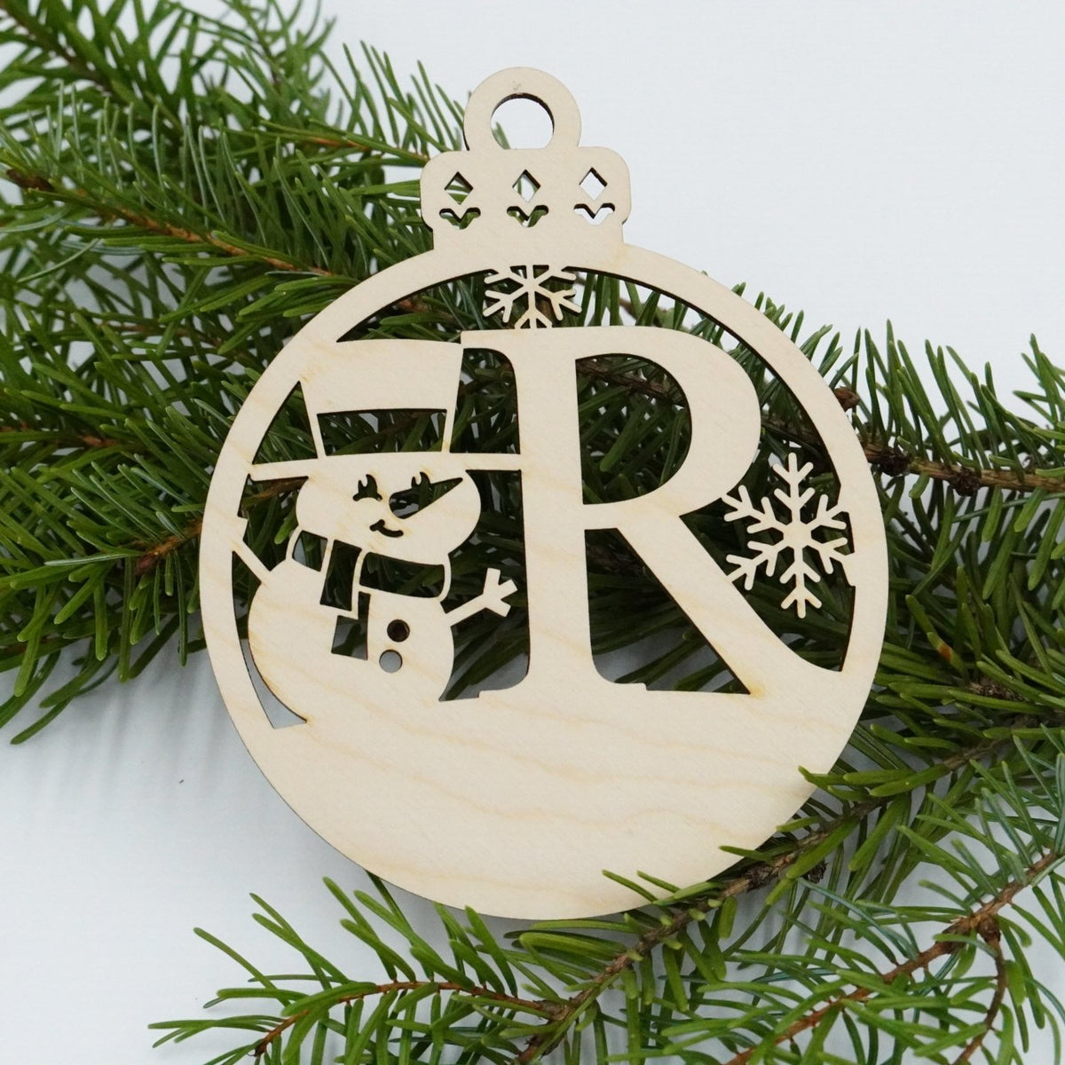 Christbaumschmuck "Schneemann" Buchstabe N bis Z - personalisiert - RJC - Circle