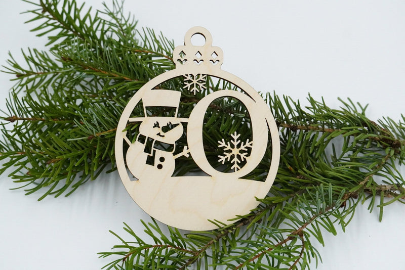 Christbaumschmuck "Schneemann" Buchstabe N bis Z - personalisiert - RJC - Circle