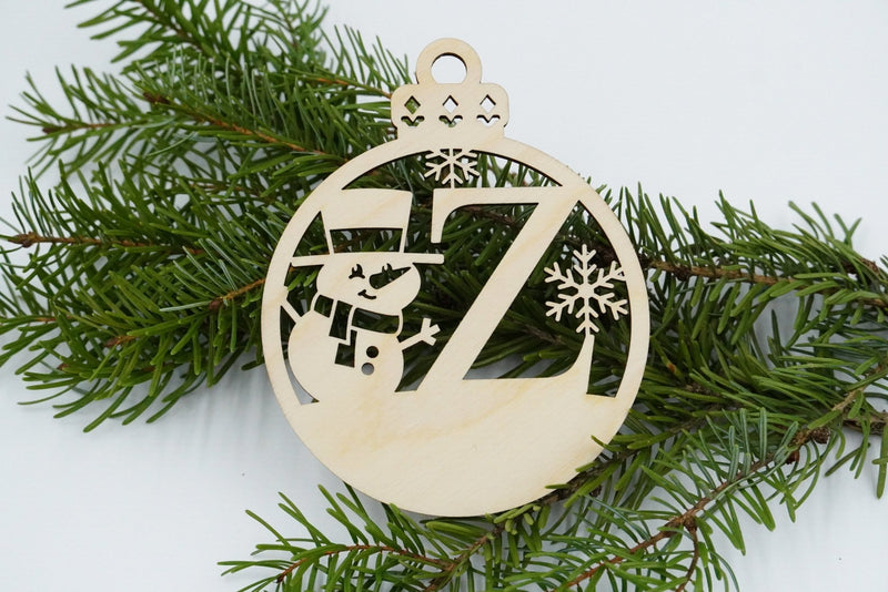 Christbaumschmuck "Schneemann" Buchstabe N bis Z - personalisiert - RJC - Circle