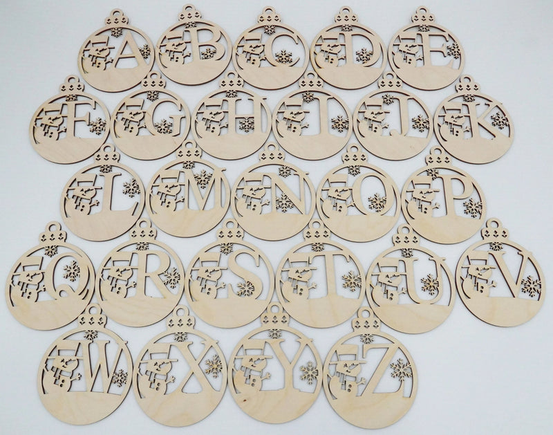 Christbaumschmuck "Schneemann" Buchstabe N bis Z - personalisiert - RJC - Circle