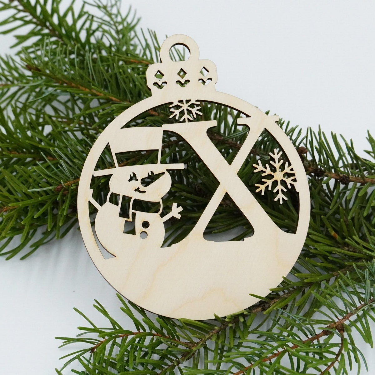 Christbaumschmuck "Schneemann" Buchstabe N bis Z - personalisiert - RJC - Circle