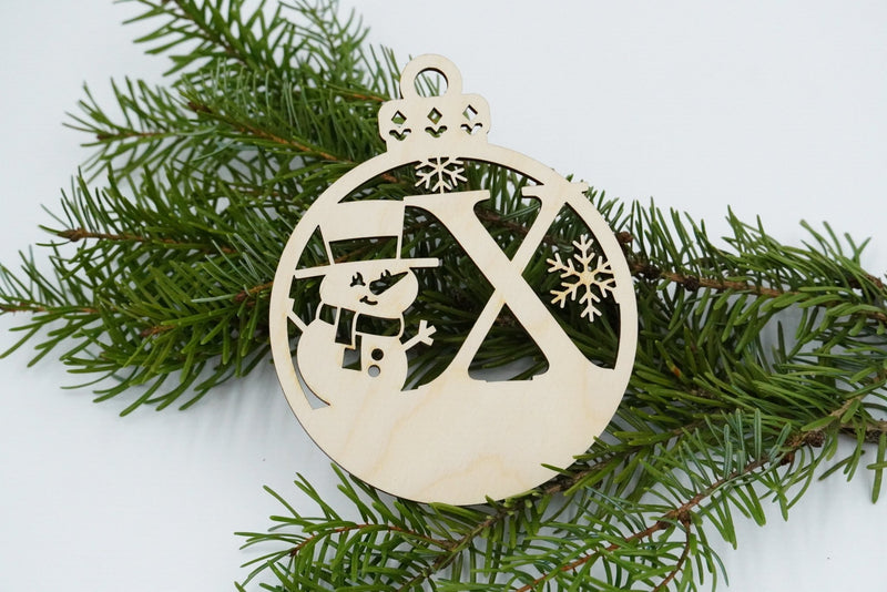 Christbaumschmuck "Schneemann" Buchstabe N bis Z - personalisiert - RJC - Circle