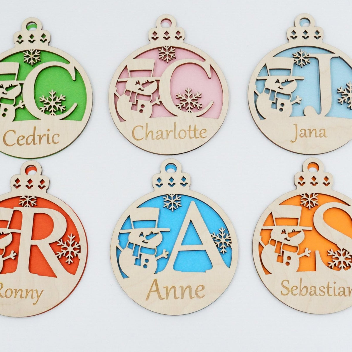 Christbaumschmuck "Schneemann" Buchstabe N bis Z - personalisiert - RJC - Circle