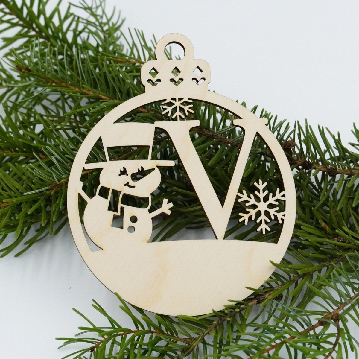 Christbaumschmuck "Schneemann" Buchstabe N bis Z - personalisiert - RJC - Circle
