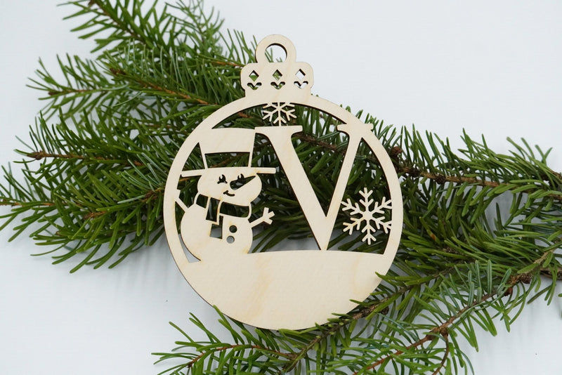 Christbaumschmuck "Schneemann" Buchstabe N bis Z - personalisiert - RJC - Circle