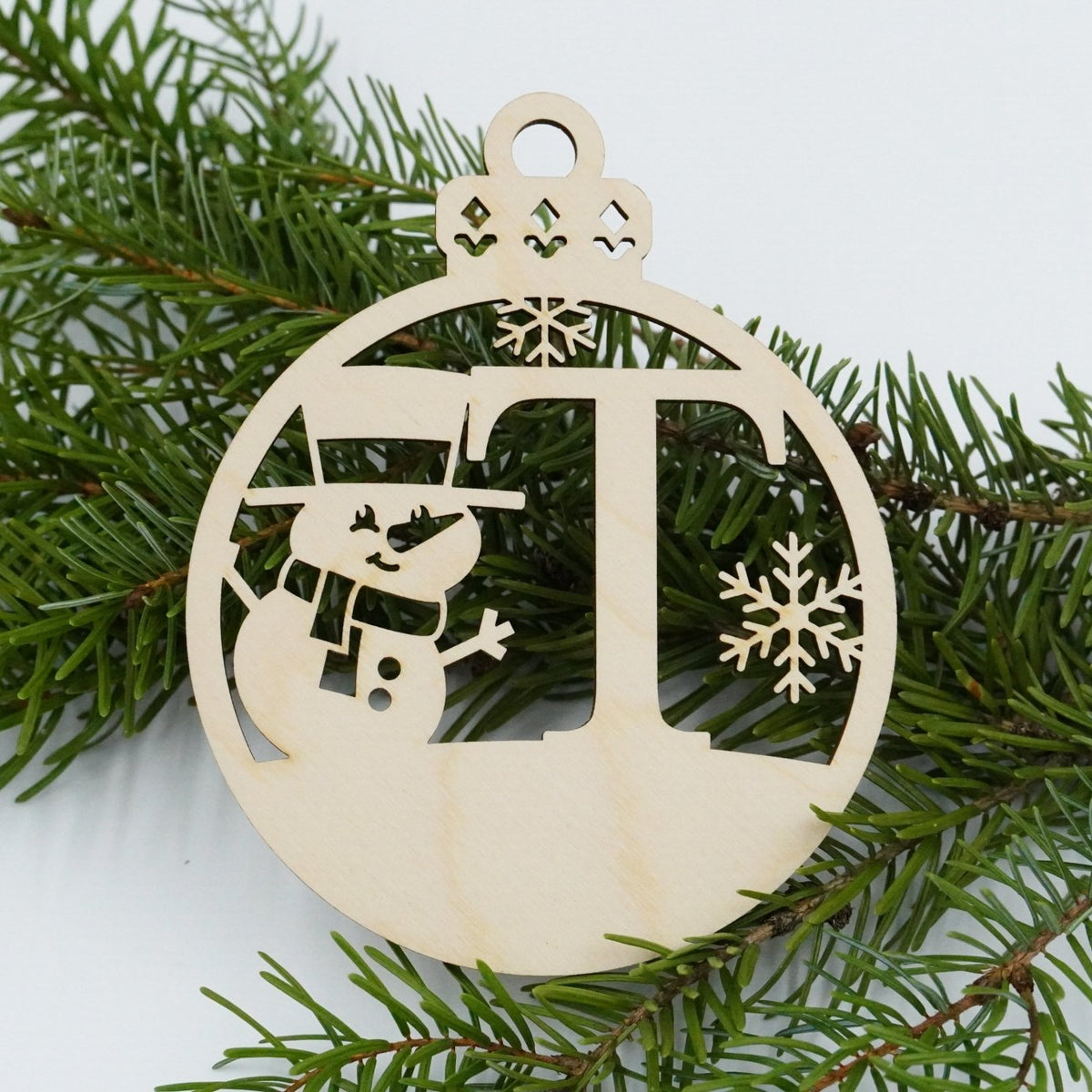 Christbaumschmuck "Schneemann" Buchstabe N bis Z - personalisiert - RJC - Circle