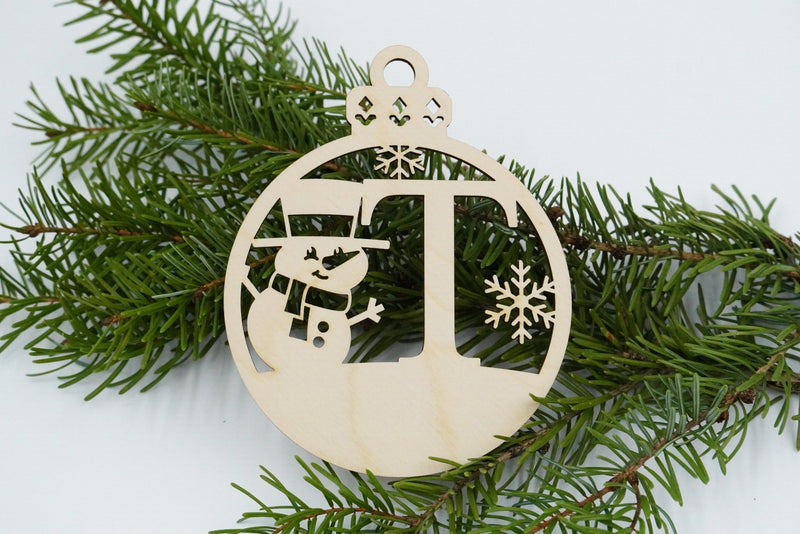 Christbaumschmuck "Schneemann" Buchstabe N bis Z - personalisiert - RJC - Circle