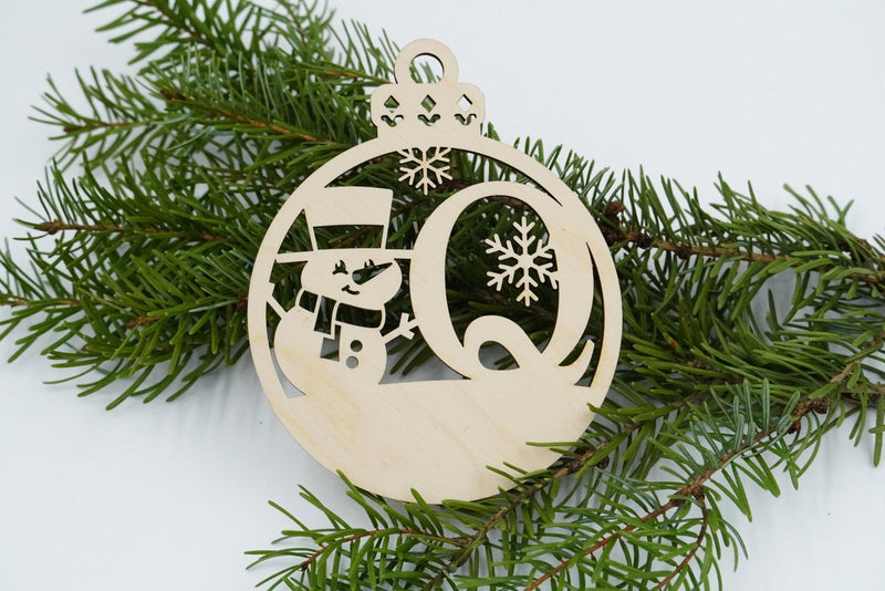 Christbaumschmuck "Schneemann" Buchstabe N bis Z - personalisiert - RJC - Circle