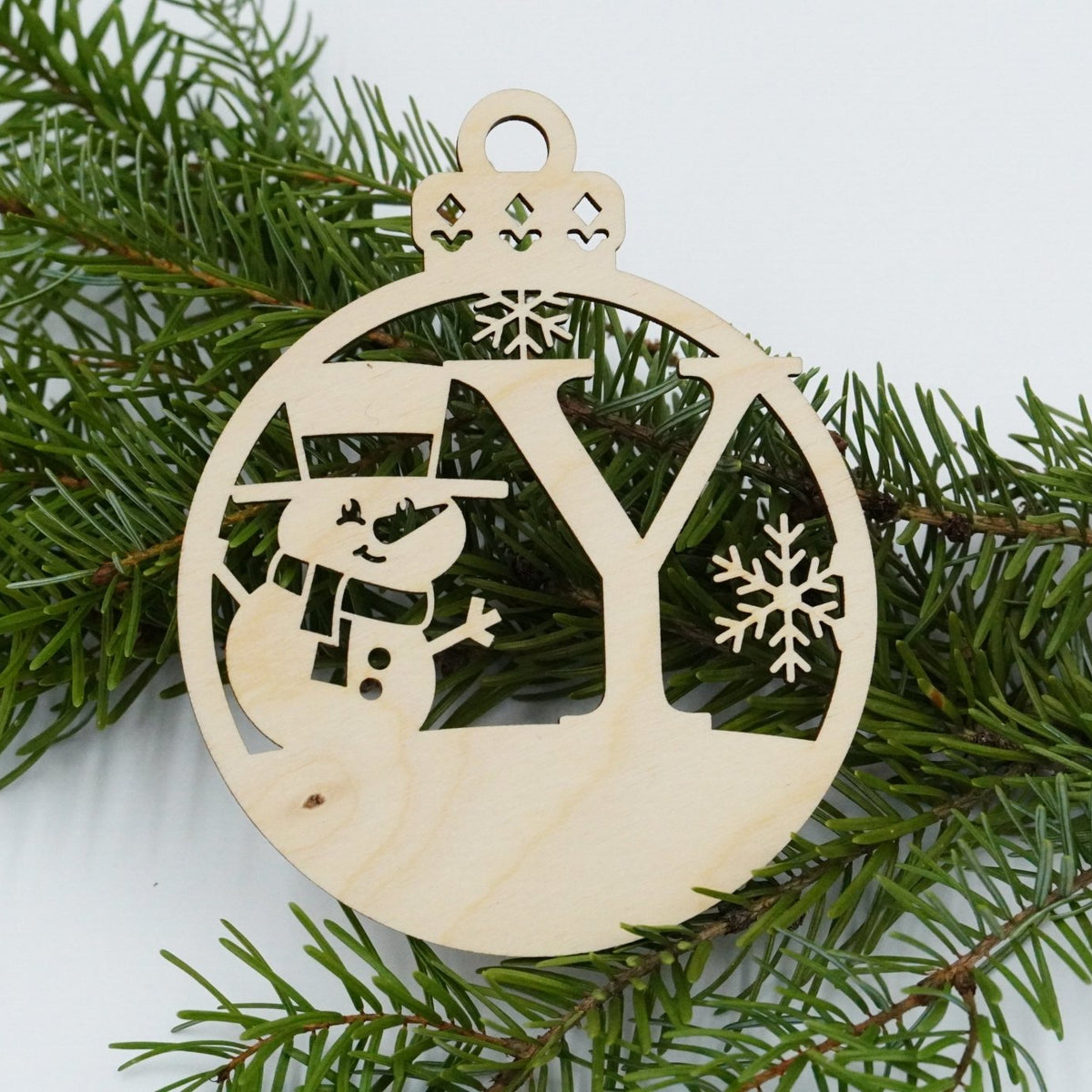 Christbaumschmuck "Schneemann" Buchstabe N bis Z - personalisiert - RJC - Circle