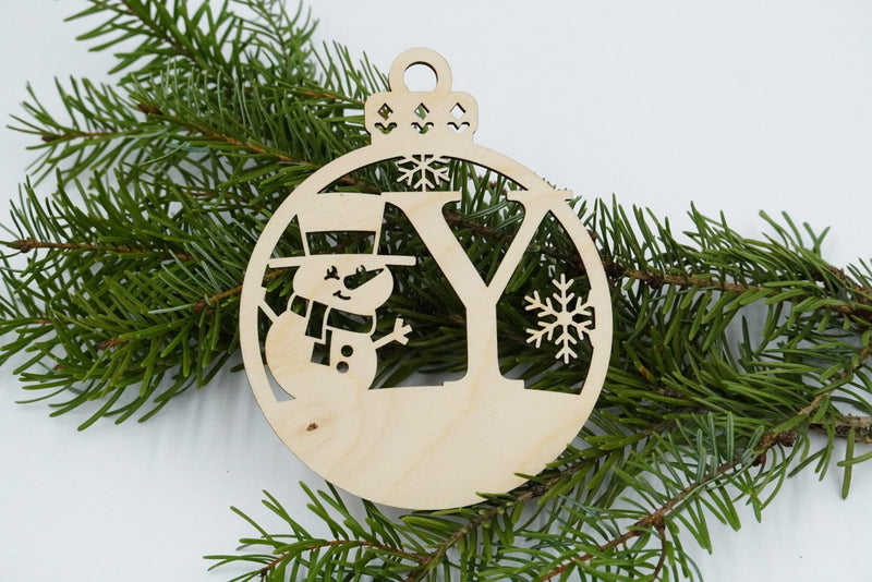 Christbaumschmuck "Schneemann" Buchstabe N bis Z - personalisiert - RJC - Circle