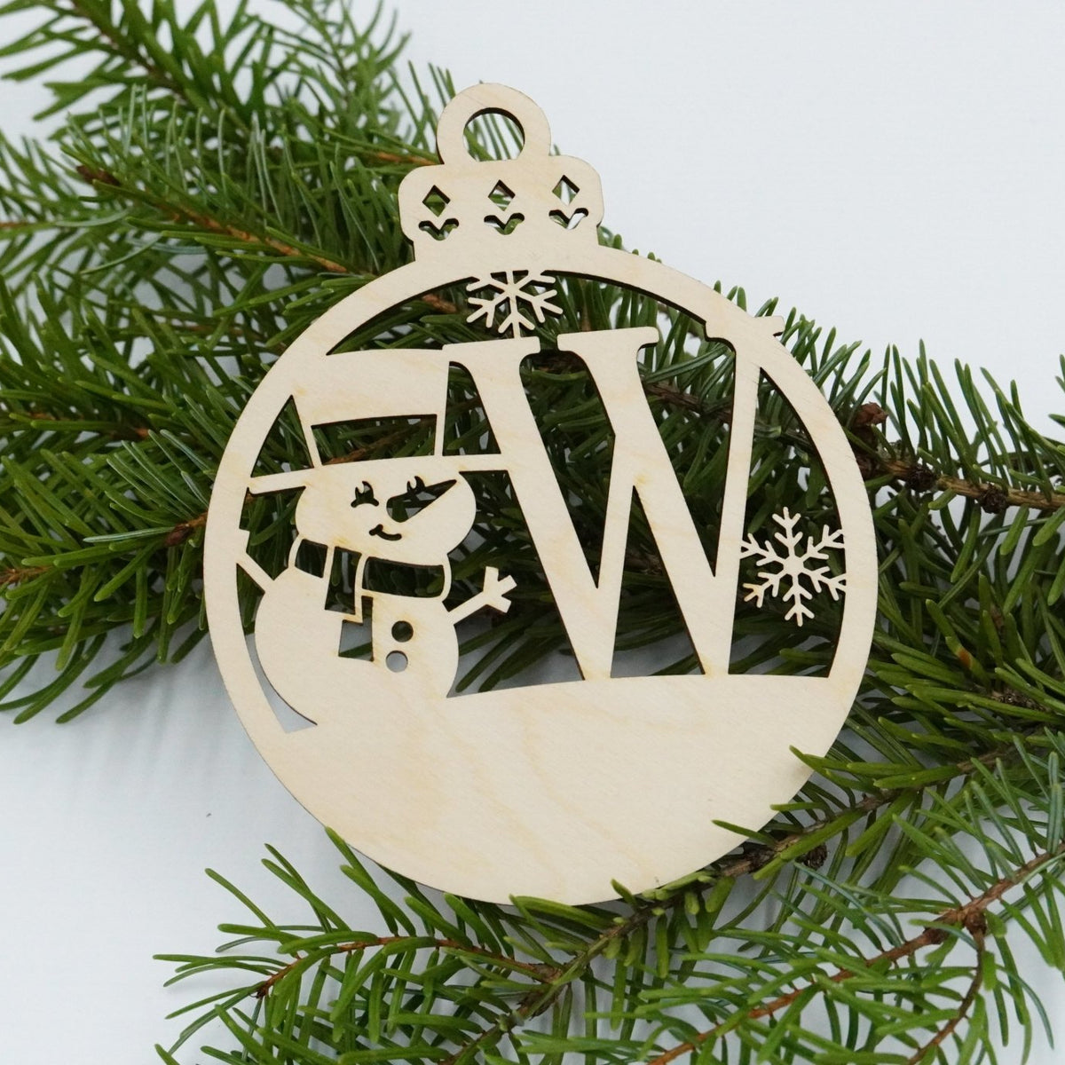 Christbaumschmuck "Schneemann" Buchstabe N bis Z - personalisiert - RJC - Circle