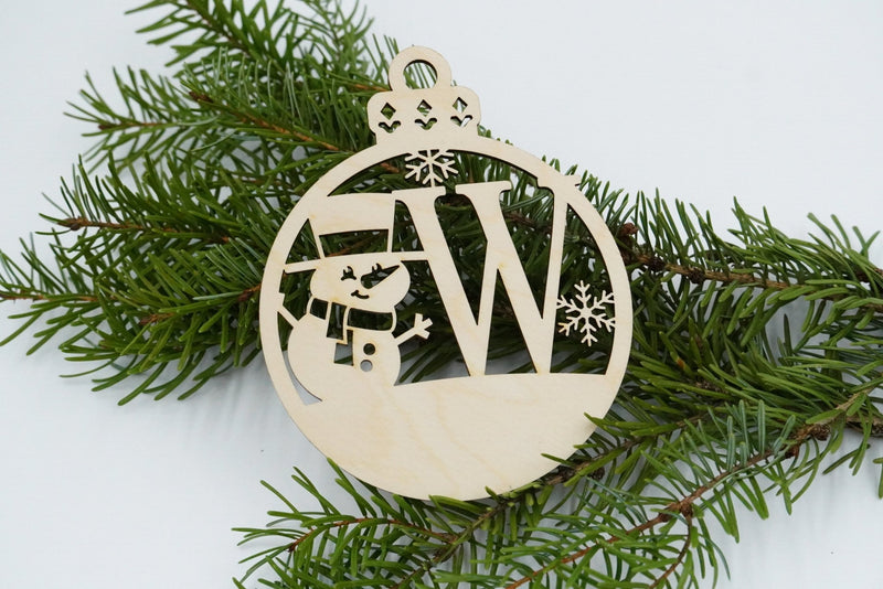 Christbaumschmuck "Schneemann" Buchstabe N bis Z - personalisiert - RJC - Circle