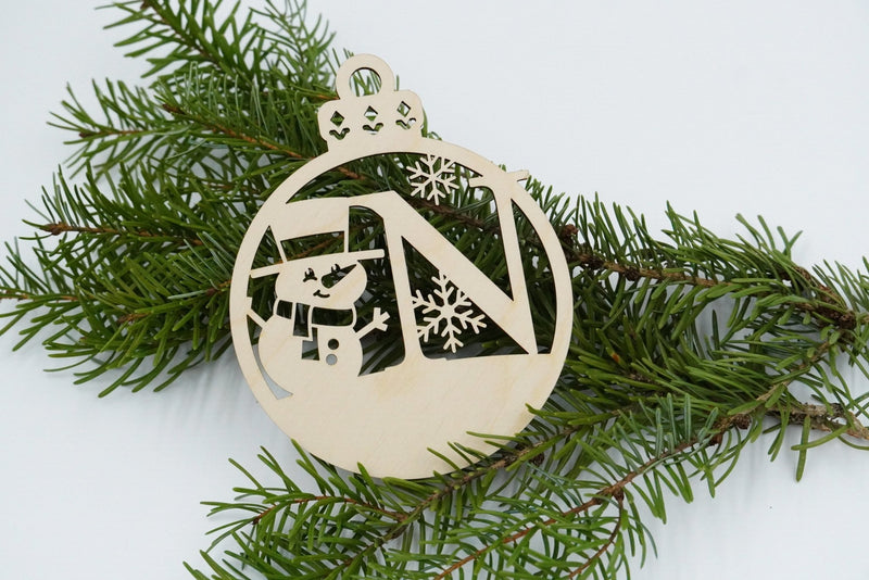 Christbaumschmuck "Schneemann" Buchstabe N bis Z - personalisiert - RJC - Circle