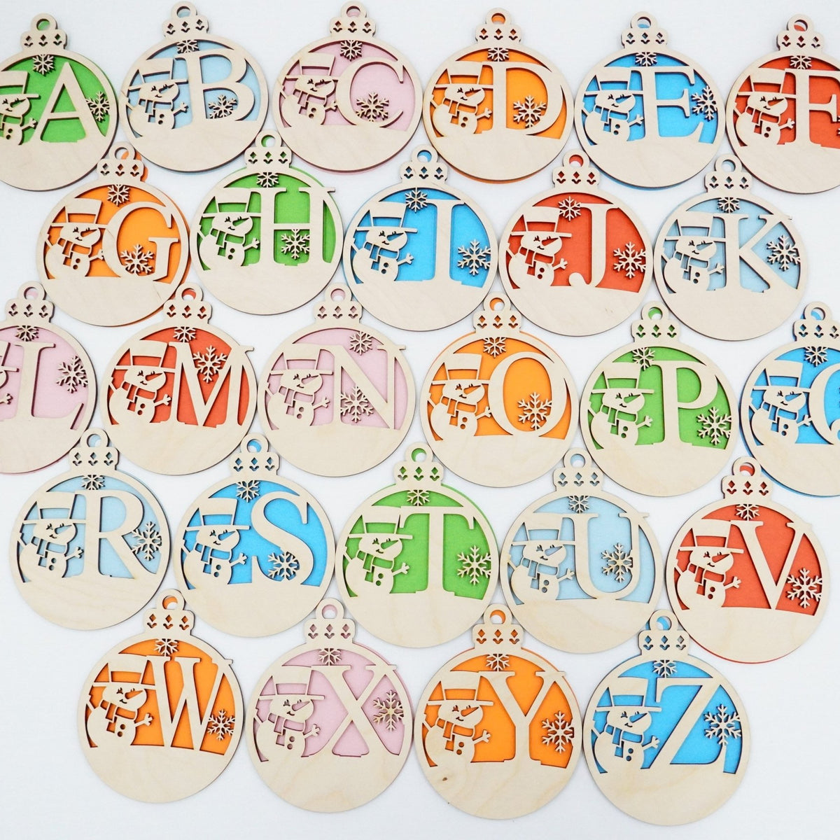 Christbaumschmuck "Schneemann" Buchstabe N bis Z - personalisiert - RJC - Circle