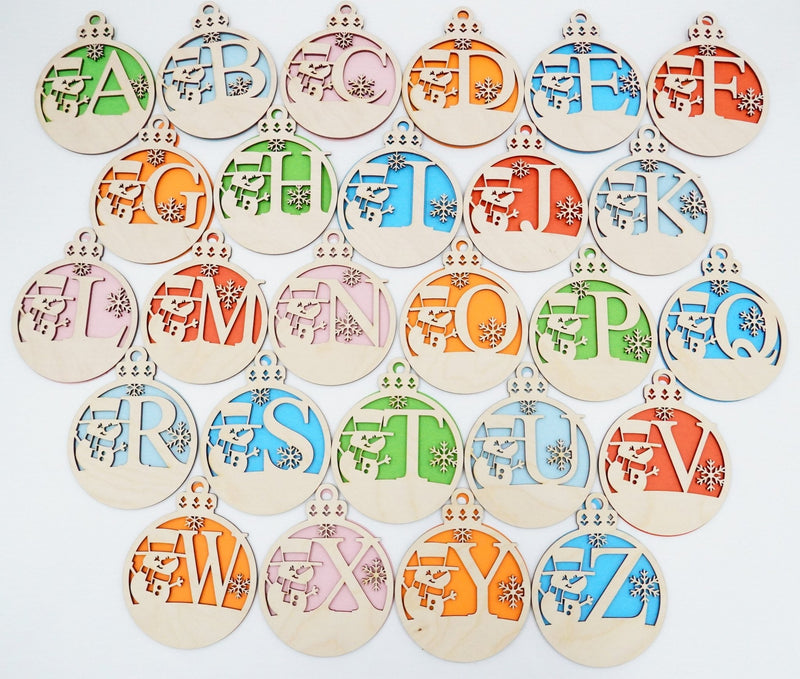 Christbaumschmuck "Schneemann" Buchstabe N bis Z - personalisiert - RJC - Circle