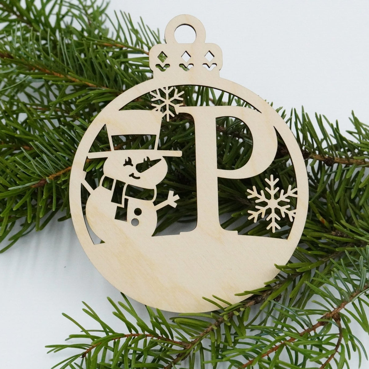 Christbaumschmuck "Schneemann" Buchstabe N bis Z - personalisiert - RJC - Circle